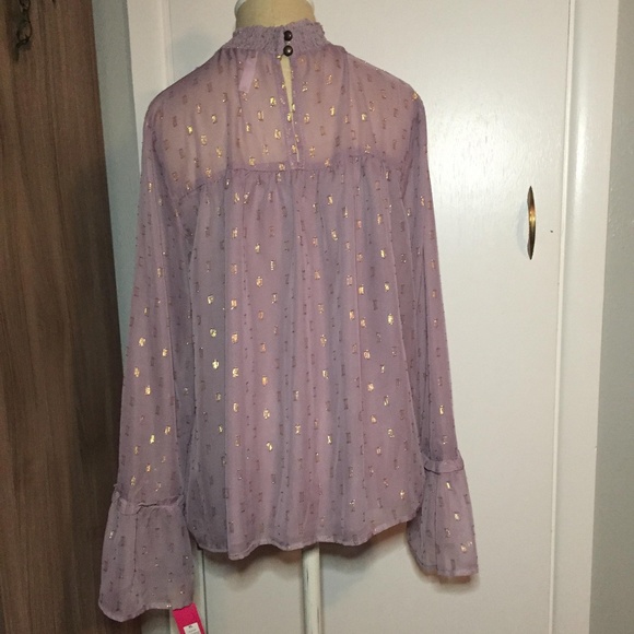 Sheer Purple Top with Bell Sleeves - Picture 3 of 5